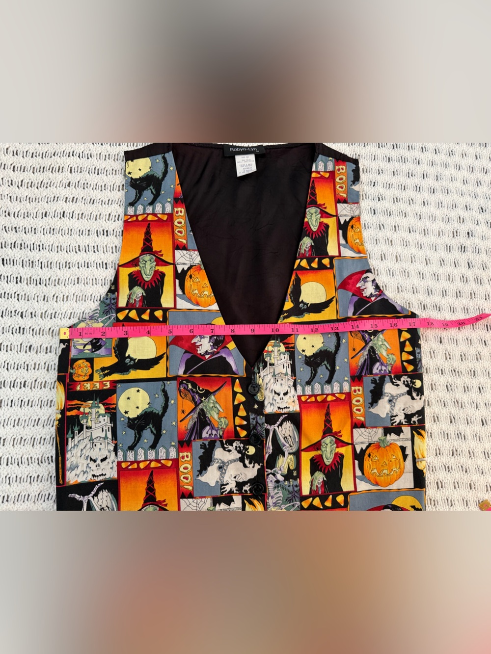 ROBYN-LYN Retro 90s Vintage Spooky Halloween 100% Cotton Vest Women’s Size S/M - Picture 8 of 9